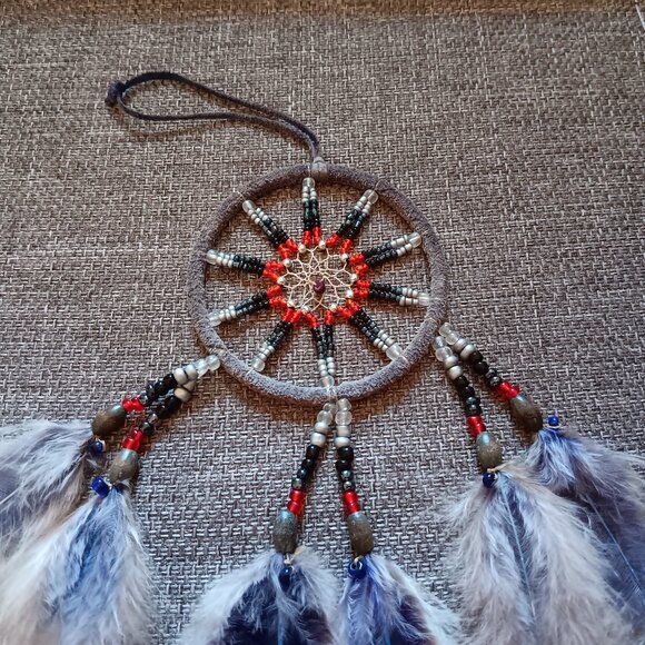 Custom Cherokee Dream Catcher (Gray, Red, Siver & Blue) - Picture 3 of 9